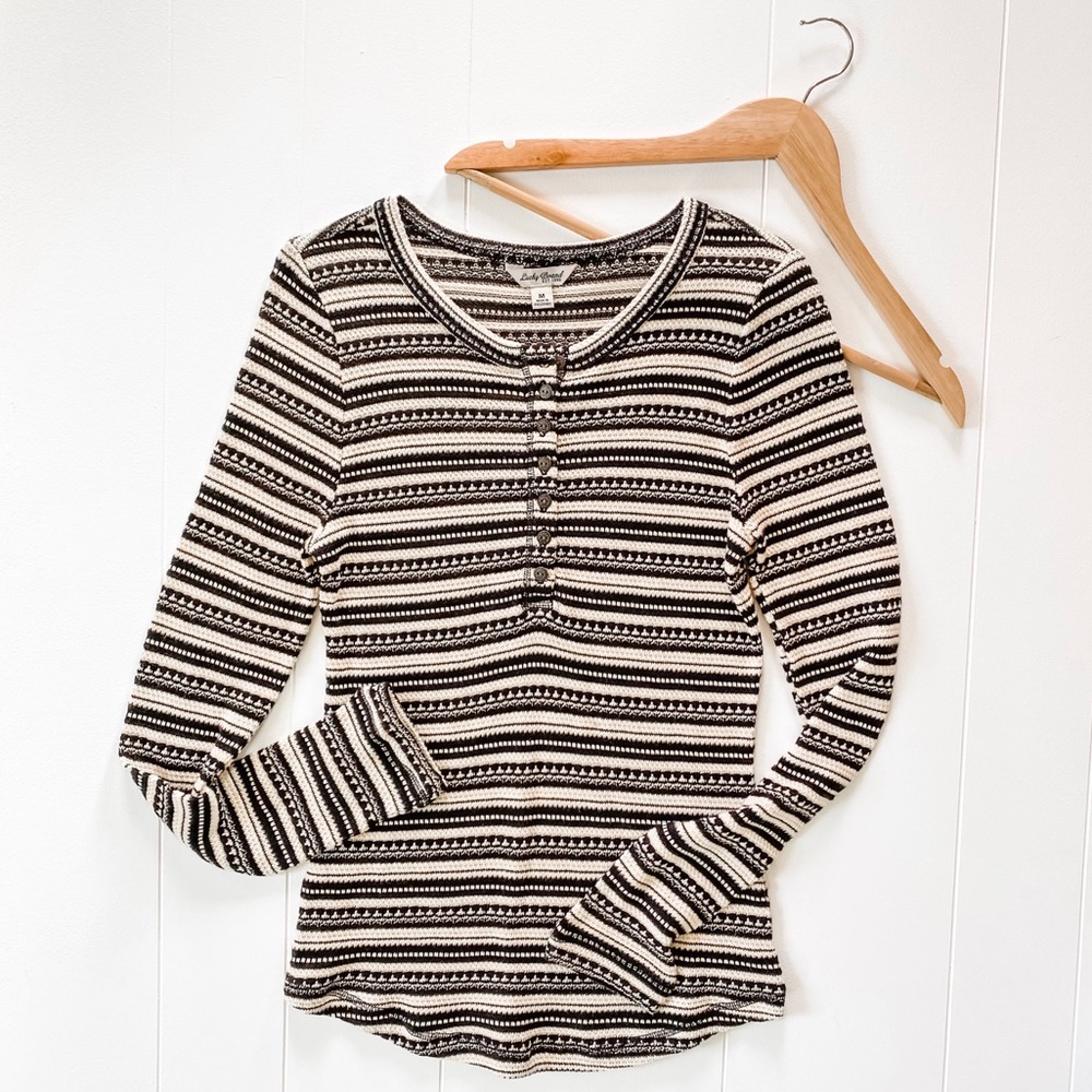 Lucky Brand Chloe BlackWhite Stripe Henley Thermal